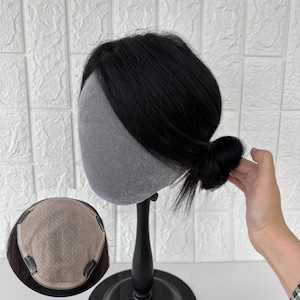 18x20cm Full-Coverage Human Hair Topper with 4-Clip Secure Fit, Hand-Tied 3D Roots & Realistic Hairline for Thinning Hair