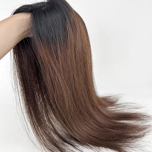 14x15cm Black Omer Brown Human Hair toppers For Volume, Hair Piece For Thinning Hair, Left, Middle, and Right Part Choose