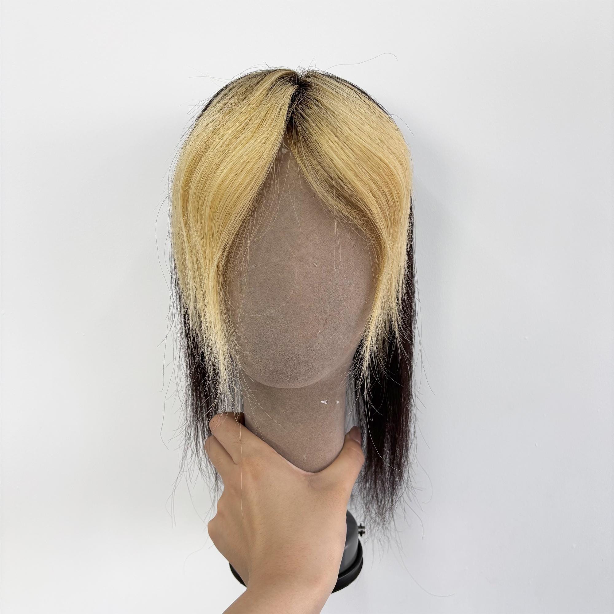 12 Inch Human Hair Topper with Bangs, 9x12cm Swiss Base for Volume 100% Human Hair Toppers for Women Adding Hair Volume Topper  main image 2