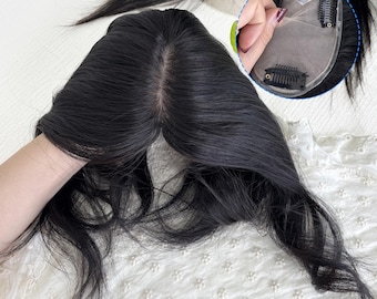 100% Virgin Hair Silk Base V-Shape 2.7" × 3.9"  Invisible Hairline