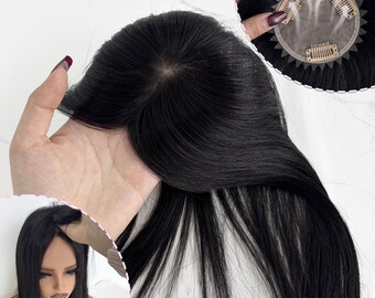 10×10cm Virgin Human Hair Topper Full Silk Base For Women Thinning Hair Cover