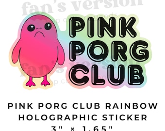 Pink Porg Club Sticker | Rainbow Holographic, Star Wars Fan