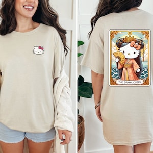 Camiseta gráfica de la reina del drama Kitty / Camiseta con la carta del tarot