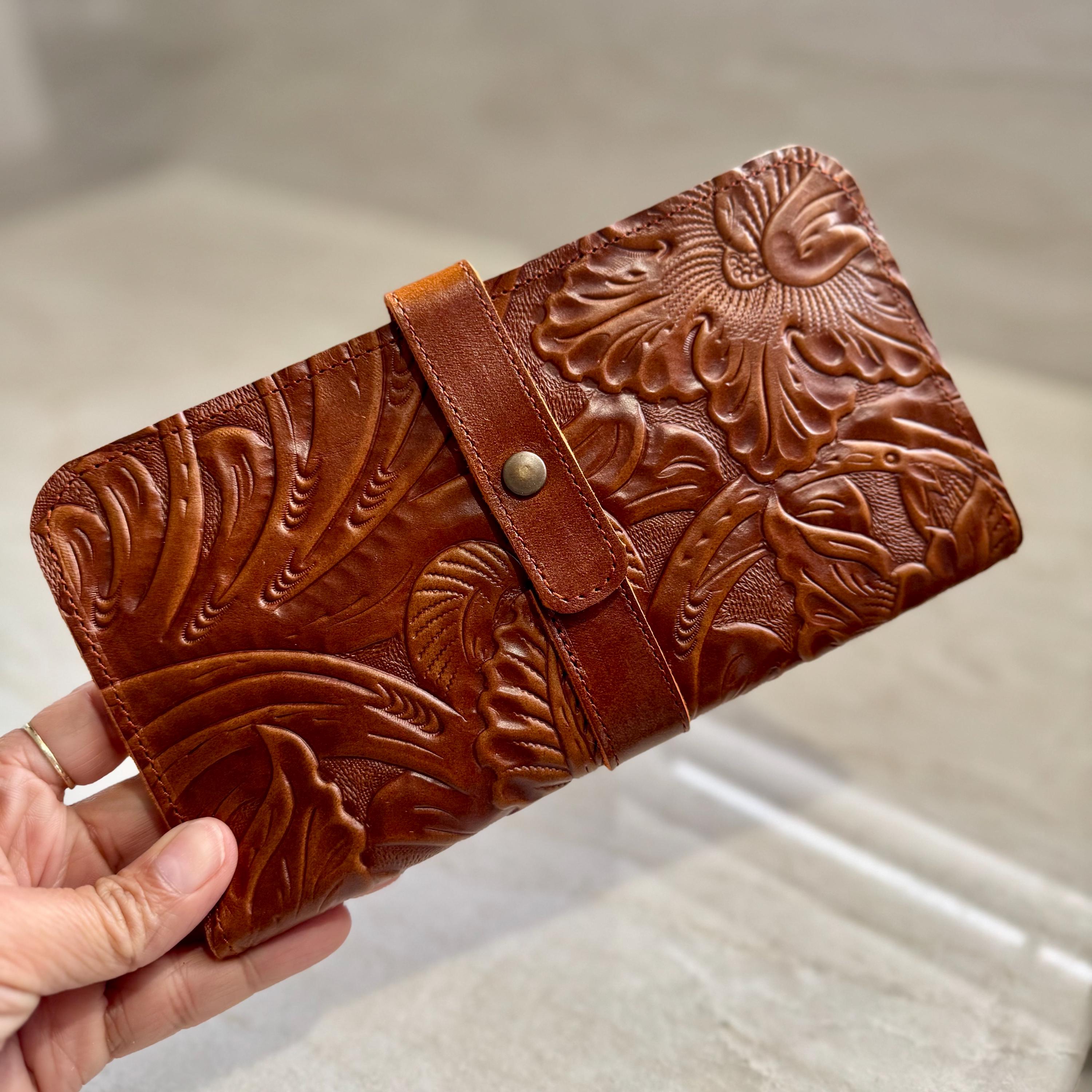 Vintage Hand Tooled Leather Wallet - Etsy display picture 1