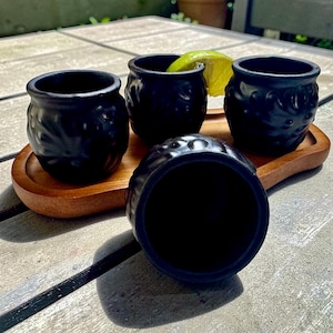 Black Pottery Shot Glasses for Milestone Birthday, Fun Party Fiesta Favors, Gift for Groomsmen; Housewarming Gift Box option image 3