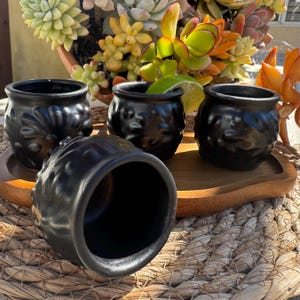 Black Pottery Shot Glasses for Milestone Birthday, Fun Party Fiesta Favors, Gift for Groomsmen; Housewarming Gift Box option image 2