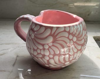 Heart Mug hand painted (16oz), Talavera Ceramic Large Mug, Mexican Coffee Mug - Gift for Mom, Gift for Her, Mug for Soup, Coffee Lover Gift