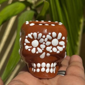 Mexican Skull Shot Glasses for Dia de Los Muertos, Halloween Barware, Gift for the Tequila Lover; Mexican Pottery Rustic Shot Glasses