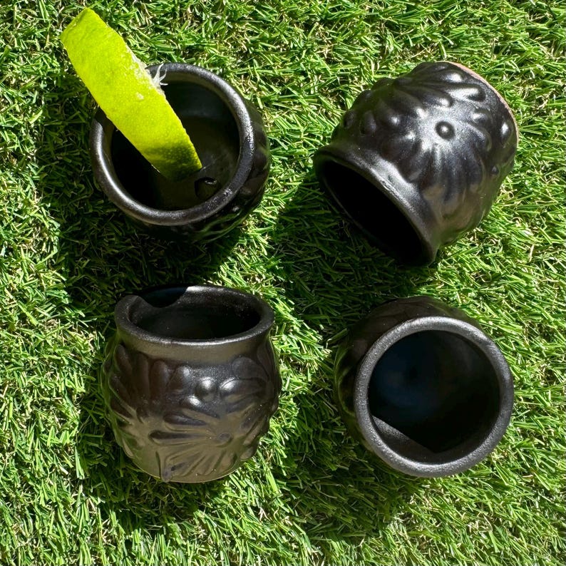 Black Pottery Shot Glasses for Milestone Birthday, Fun Party Fiesta Favors, Gift for Groomsmen; Housewarming Gift Box option image 8
