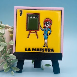 La Maestra Tile Gift Set: Hand-Painted Clay Tile with Stand