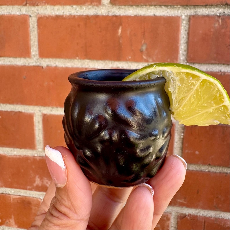 Black Pottery Shot Glasses for Milestone Birthday, Fun Party Fiesta Favors, Gift for Groomsmen; Housewarming Gift Box option image 7