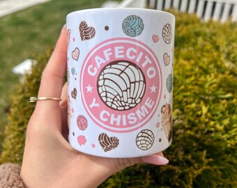 Mexican Coffecito Mug, Cafecito Y Chisme Mug, Pan Dulce Mug, Latina Gift, 11 oz. Coffee Mug, Gift for Mom, Gift for Her