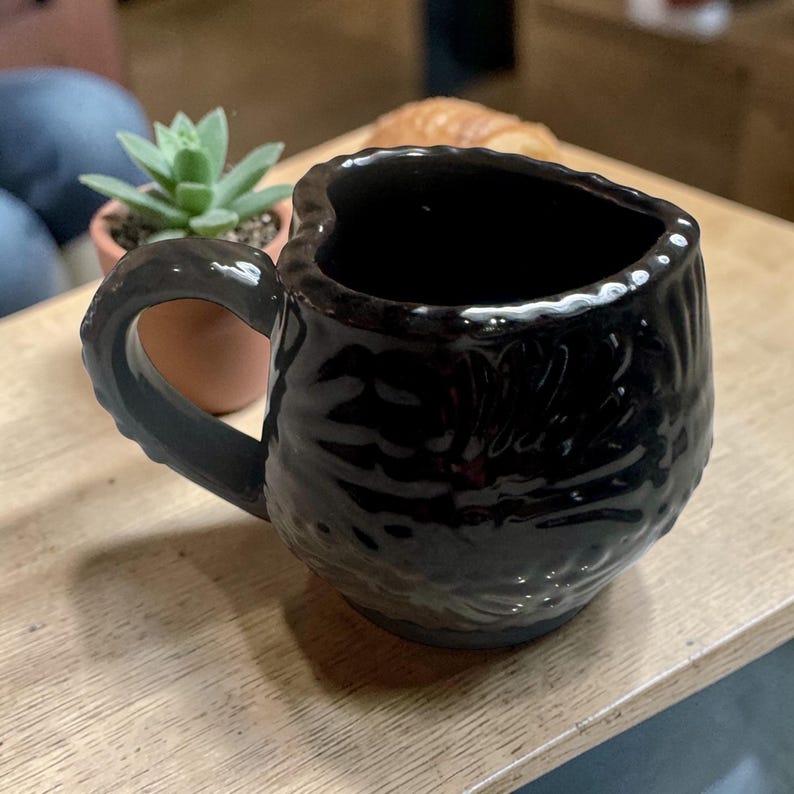 Taza con forma de corazón pintada a mano (473 ml), taza grande de cerámica Talavera, taza de café mexicana - Regalo para mamá, regalo para ella, taza para sopa, regalo para amantes del café Black 12oz