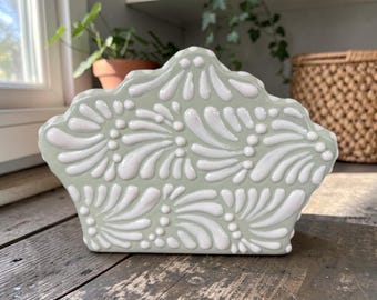 Handmade Talavera Napkin Holder | Puebla Mexico Pottery | Hand Painted Ceramic Napkin Holder | Mexican Table Decor