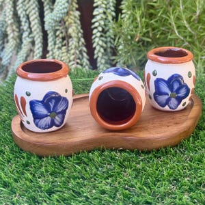 Shot Glasses for Mexican theme Party, Fun Party Fiesta Favors, Gift for the Tequila Lover; Mexican Pottery Shot Glasses Gift Box option