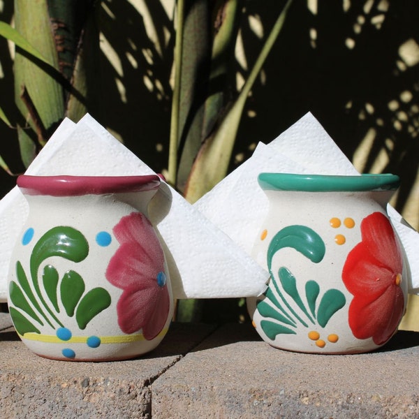 Hand Painted Mexican Pottery Napkin Holder - Vibrant Kitchen Decor, Unique Patio Gift, Mexican Folk Art Home Decor, Kitchen & Patio Gift