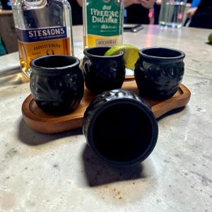 Black Pottery Shot Glasses for Milestone Birthday, Fun Party Fiesta Favors, Gift for Groomsmen; Housewarming Gift Box option image 6
