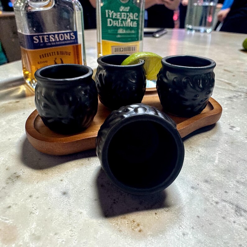 Black Pottery Shot Glasses for Milestone Birthday, Fun Party Fiesta Favors, Gift for Groomsmen; Housewarming Gift Box option image 6