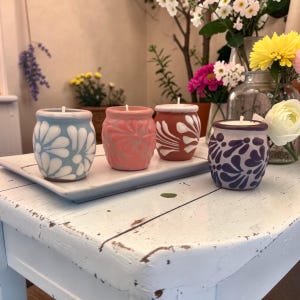 Mini Hand Painted Candle, Mexican Talavera Candle Favor, Small Candle for Gift Boxes, Tequila Shot Jarrito; Bridesmaid Proposal Box