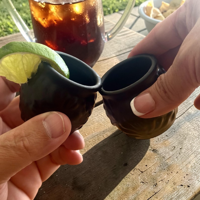 Black Pottery Shot Glasses for Milestone Birthday, Fun Party Fiesta Favors, Gift for Groomsmen; Housewarming Gift Box option image 5