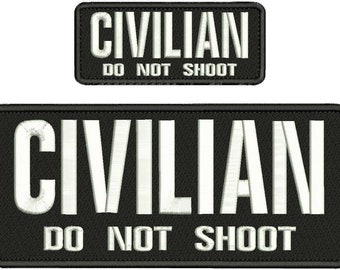 Ziviler „Do Not Shoot“-Stickaufnäher, 10 x 4 und 5 x 2 Haken auf der Rückseite, schwarz/weiß