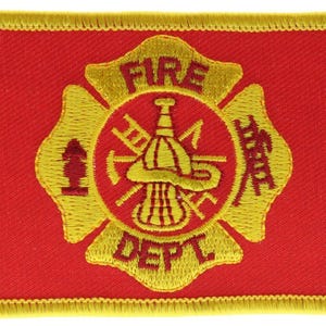 Fire Department Dept Firefighter Flag Embroidered Patch, Iron On or Sew On Patch for Jackets & Backpacks