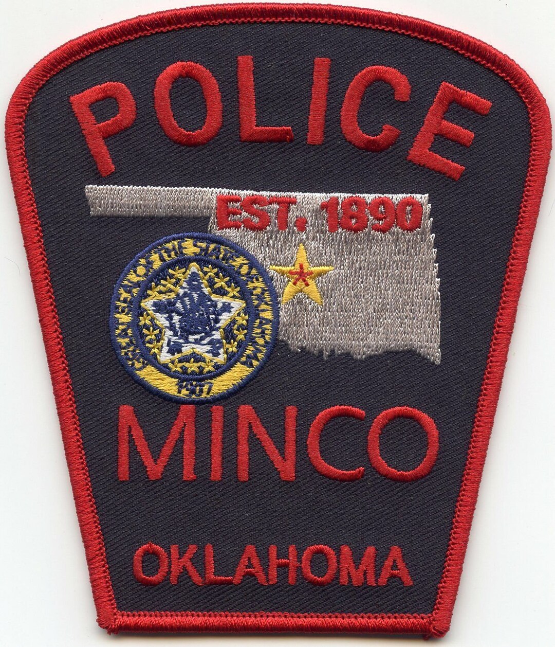 Minco Oklahoma Ok State Outline Police Patch Etsy