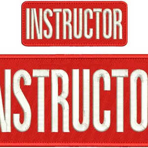 Instructeur borduurpatches 4X10 en 2X5 haak aan de achterkant rood/witte letters
