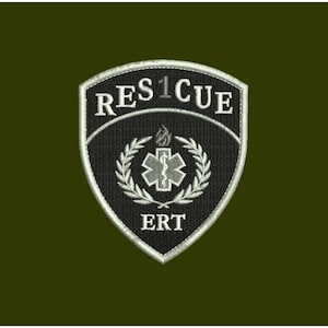 Res1Cue Ert Emb Épaule Patch 4X4. 5 coudre au dos noir/blanc/argenté
