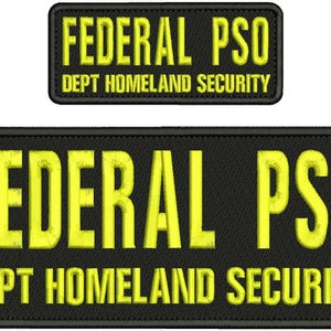 F Pso Dept H Security Emb Patch 4X10 & 2X5 Hook On Back Blk/Yellow