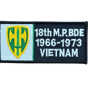 18th MP BDE Vietnam '66 to '73 Army Embroidered Patch, Iron On or Sew On Patch for Jackets & Backpacks