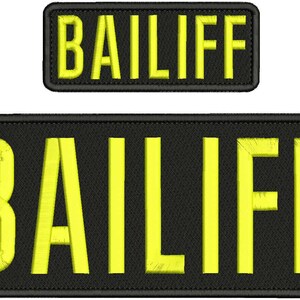 Bailiff Embroidery Patch 10X4 And 5X2 Hook On Back Black/Yellow