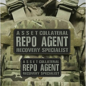 Asset C Repo Agent R S Emb Patch 4X10 & 3X7 Haken auf der Rückseite Schwarz/Grau