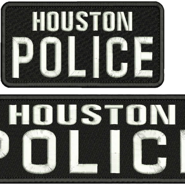 Houston Police Embridery Patch3X6 And 3X10 Hook On Back Black/White