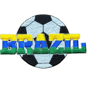 Brazil Soccer Ball Country Flag Embroidered Patch, Iron On or Sew On Patch for Jackets & Backpacks