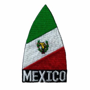 Mexico Country of Shield Sailing Flag Embroidered Patch, Iron On or Sew On Patch for Jackets & Backpacks