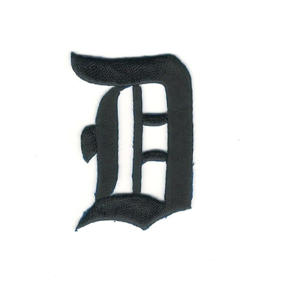 3 Fancy Black Old English Alphabet Letter E Embroidered Patch