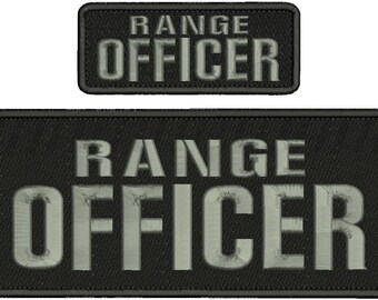 Range Officer Embroidery Patches 4X10 And 2X5 Hook On Back Bal/Gray