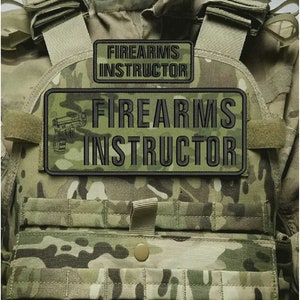 Firearms Instructor Embroidery Patch 4X10 & 2X5 Hook On Back Multicam/Blk