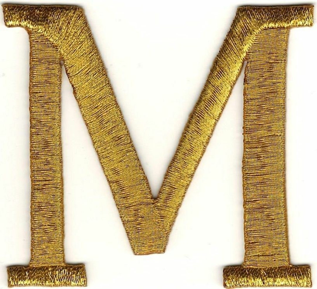 Metallic Gold Letter M Patch Embroidered Monogram Wire Etsy