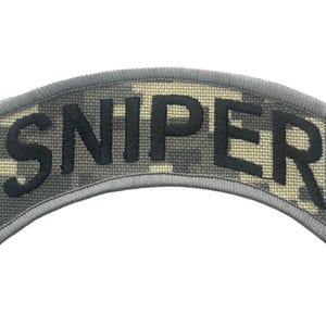 Sniper Script Embroidered Patch, Iron On or Sew On Patch for Jackets & Backpacks