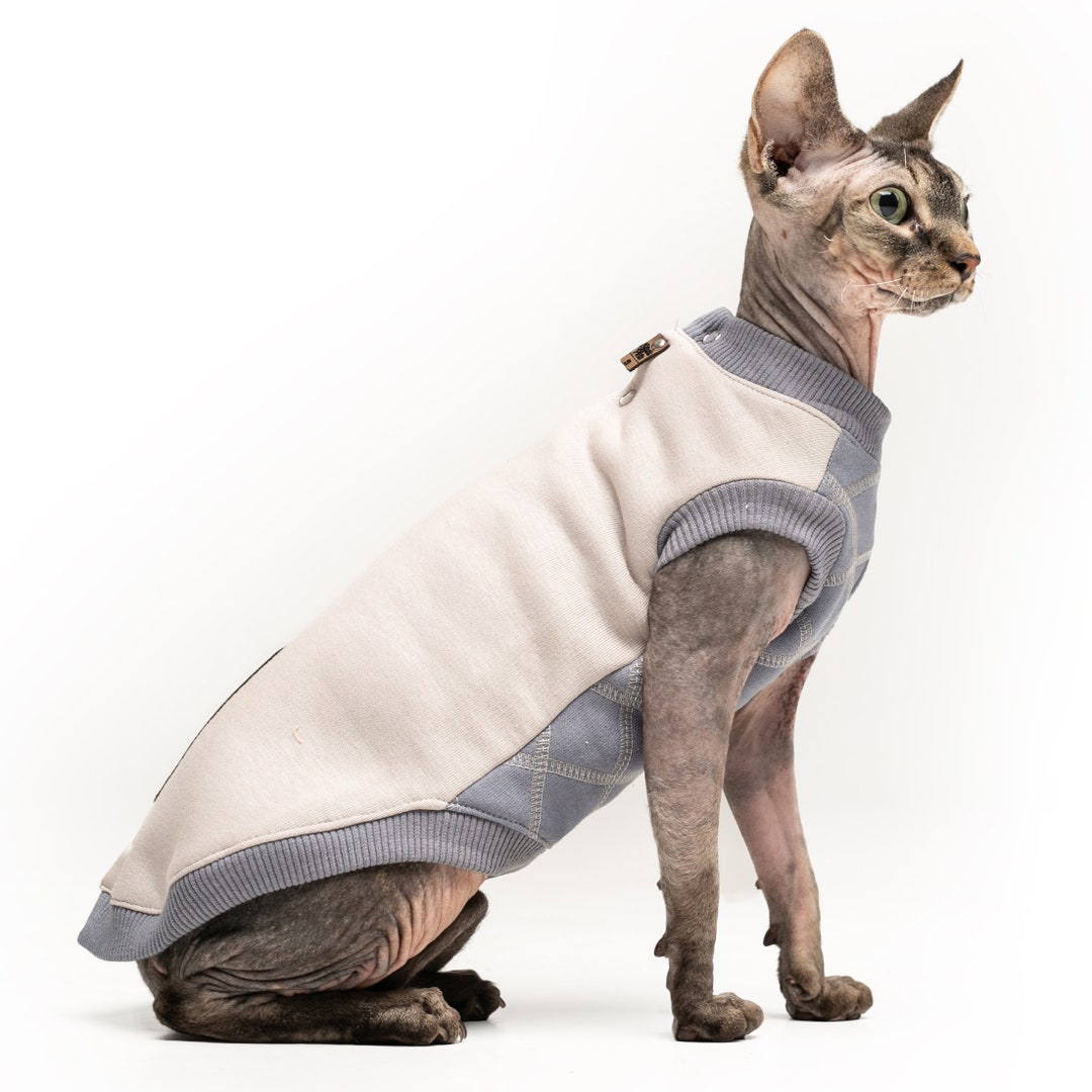Sphynx Cat Jacket, Gray Sleeveless Warm Coat, Cat Fashion, Pet Clothing