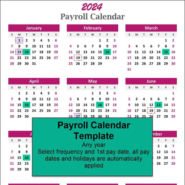 Payroll Calendar Template-Excel Download-Printable