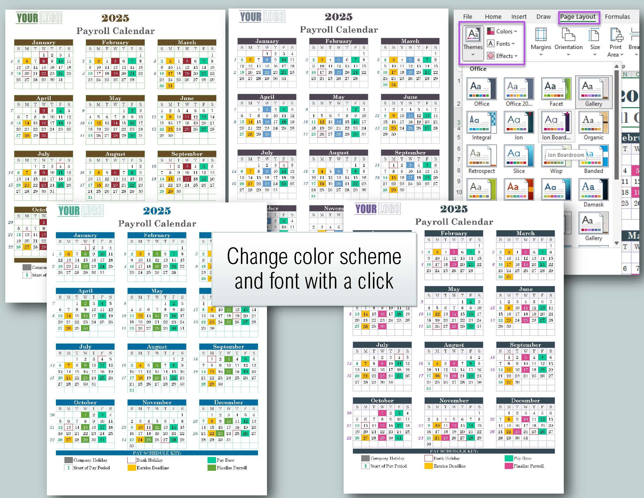 2025 Semimonthly Payroll Calendar & Schedule Templateexcel Download/printable Etsy