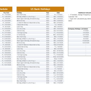 Payroll Calendar Template-excel Download-printable - Etsy
