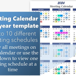 Sjabloon vergaderkalender: maximaal 10 planningen (digitale download)