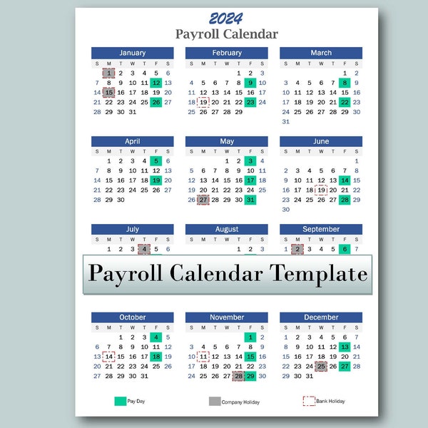 Annual Payroll Calendar Template-Excel Download-Printable