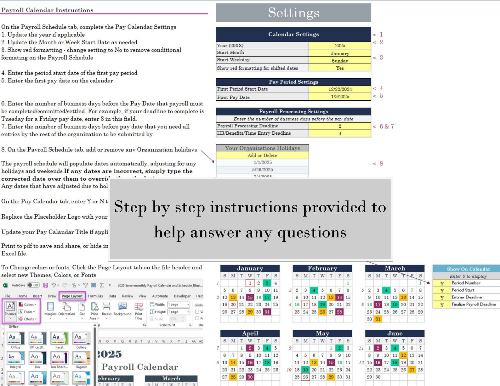 2025 Semimonthly Payroll Calendar & Schedule Templateexcel Download/printable Etsy