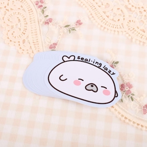 Seal-ing Lazy Seal Pun Sticker – Cute Waterproof Vinyl Seal Sticker for Laptops, Water Bottles, Journals, and More