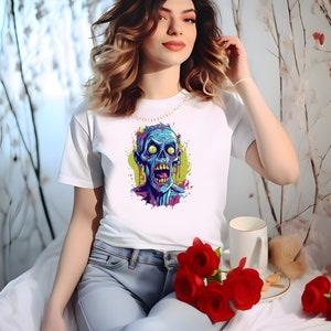 Undead Living Dead T-Shirt - Zombie Graphic Tshirt for Zombie Lovers - Creepy Halloween Gift - Zombie Fans and Lovers - Scary Horror Tshirt